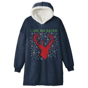 I Like Big Racks And I Can Not Lie Reindeer Ugly Christmas Gift Hooded Wearable Blanket