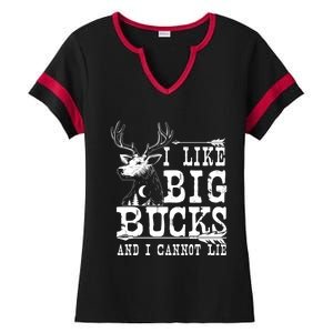 I Like Big Bucks And I Cannot Lie Gift Deer Hunting Gift Ladies Halftime Notch Neck Tee