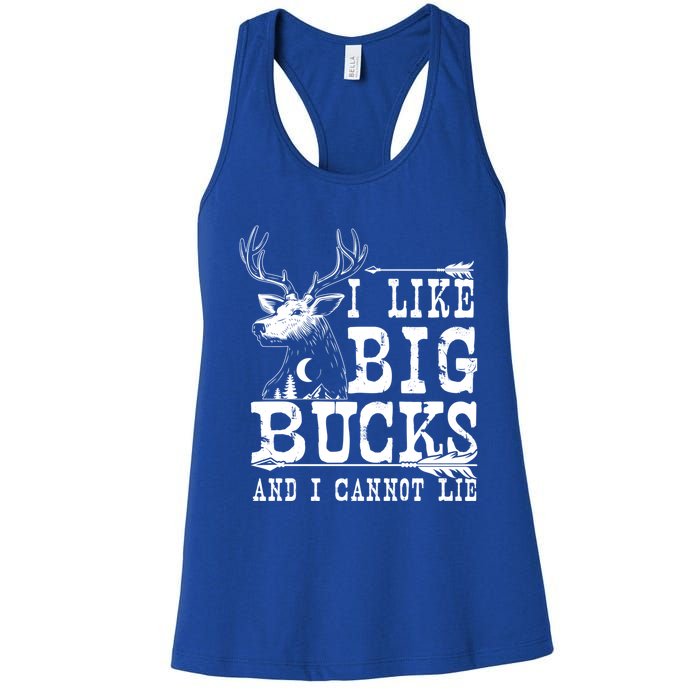 I Like Big Bucks And I Cannot Lie Gift Deer Hunting Gift Women's Racerback Tank