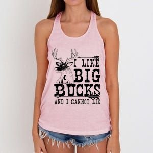 I Like Big Bucks And I Cannot Lie Gift Deer Hunting Gift Women's Knotted Racerback Tank