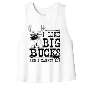 I Like Big Bucks And I Cannot Lie Gift Deer Hunting Gift Women's Racerback Cropped Tank