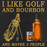 I Like Bourbon and Golf and Maybe 3 People Whiskey Gift 7 Panel Mesh Trucker Snapback Hat