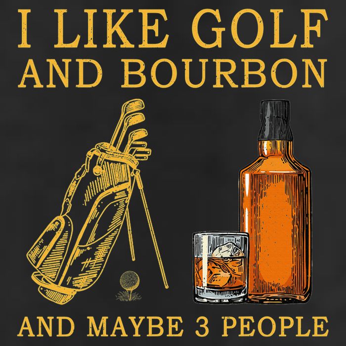 I Like Bourbon and Golf and Maybe 3 People Whiskey Gift 11oz C Handle Ceramic Mug