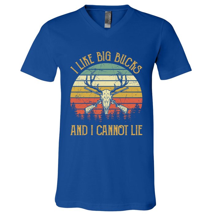 I Like Big Bucks And I Cannot Lie Gift Funny Deer Hunting Gift V-Neck T-Shirt