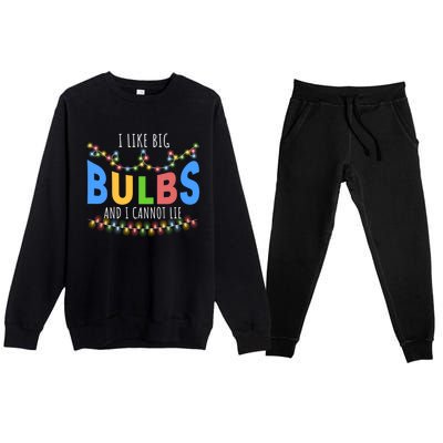 I Like Big Bulbs And I Cannot Lie Christmas Light Decorator Gift Premium Crewneck Sweatsuit Set