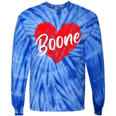 I Love Boone Heart Personalized Name Boone Tie-Dye Long Sleeve Shirt