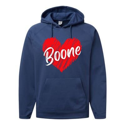 I Love Boone Heart Personalized Name Boone Performance Fleece Hoodie