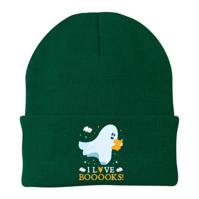 I Love Booooks Cute Ghost Reading Books Halloween Teacher Knit Cap Winter Beanie