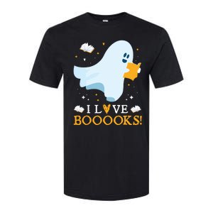 I Love Booooks Cute Ghost Reading Books Halloween Teacher Softstyle CVC T-Shirt