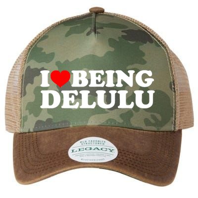 I Love Being Delulu I Heart Being Delulu Red Heart Delulu Legacy Tie Dye Trucker Hat