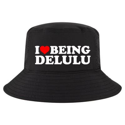 I Love Being Delulu I Heart Being Delulu Red Heart Delulu Cool Comfort Performance Bucket Hat