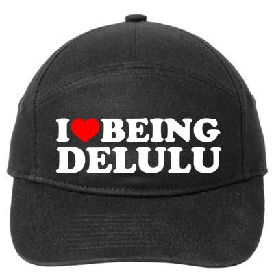 I Love Being Delulu I Heart Being Delulu Red Heart Delulu 7-Panel Snapback Hat