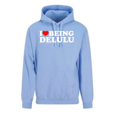 I Love Being Delulu I Heart Being Delulu Red Heart Delulu Unisex Surf Hoodie