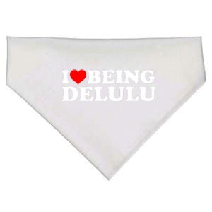 I Love Being Delulu I Heart Being Delulu Red Heart Delulu USA-Made Doggie Bandana