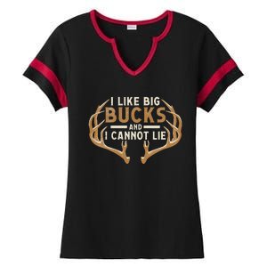 I Like Big Bucks And I Cannot Lie Hunter Deer Hunting Ladies Halftime Notch Neck Tee