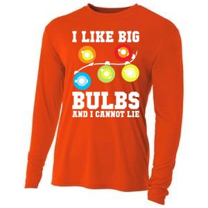 I Like Big Bulbs And I Cannot Lie Naughty Christmas Lights Gift Cooling Performance Long Sleeve Crew