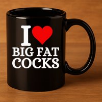 I Love Big Fat Cocks Funny 11oz C Handle Ceramic Mug