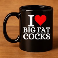 I Love Big Fat Cocks Funny 11oz C Handle Ceramic Mug