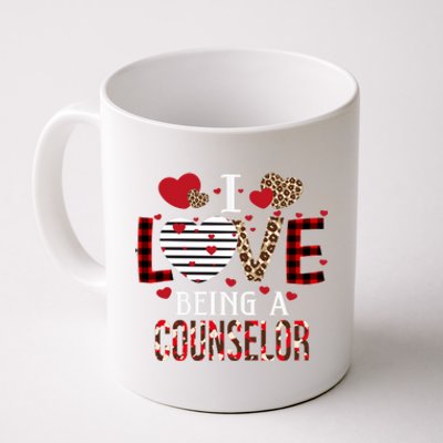 I Love Being A Counselor Red Plaid Hearts Valentines Cool Gift Coffee Mug