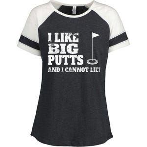 I Like Big Putts And I Cannot Lie Funny Golf Enza Ladies Jersey Colorblock Tee