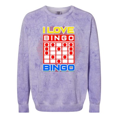 I Love Bingo Gift Lucky Gambling Player Game Gift Colorblast Crewneck Sweatshirt