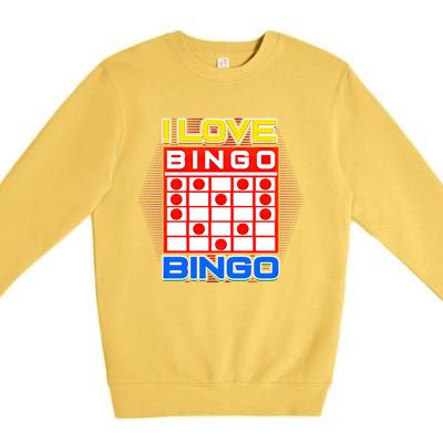 I Love Bingo Gift Lucky Gambling Player Game Gift Premium Crewneck Sweatshirt