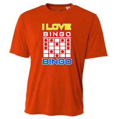 I Love Bingo Gift Lucky Gambling Player Game Gift Cooling Performance Crew T-Shirt