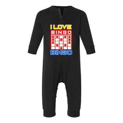 I Love Bingo Gift Lucky Gambling Player Game Gift Infant Fleece One Piece