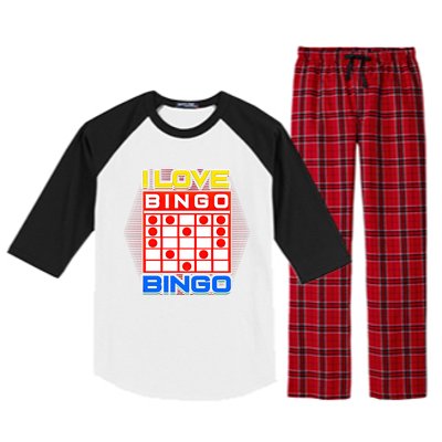 I Love Bingo Gift Lucky Gambling Player Game Gift Raglan Sleeve Pajama Set