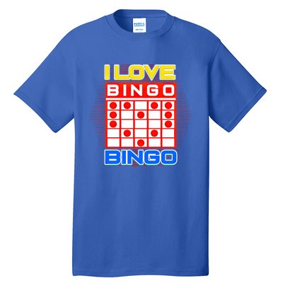 I Love Bingo Gift Lucky Gambling Player Game Gift Tall T-Shirt