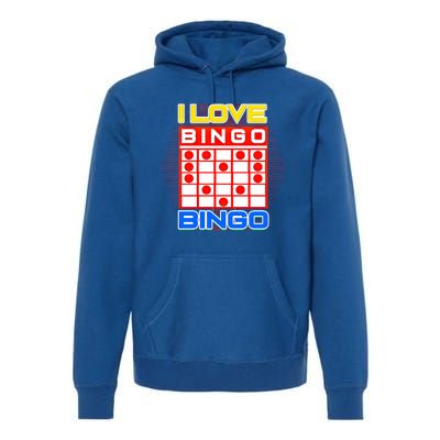 I Love Bingo Gift Lucky Gambling Player Game Gift Premium Hoodie