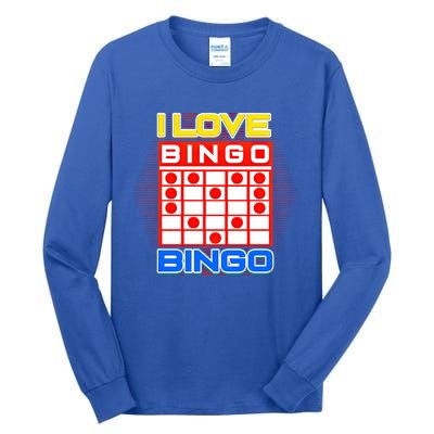 I Love Bingo Gift Lucky Gambling Player Game Gift Tall Long Sleeve T-Shirt