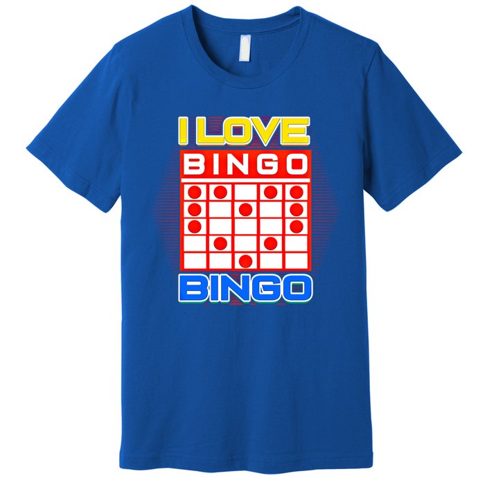 I Love Bingo Gift Lucky Gambling Player Game Gift Premium T-Shirt