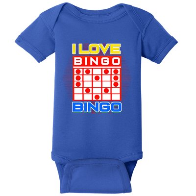 I Love Bingo Gift Lucky Gambling Player Game Gift Baby Bodysuit