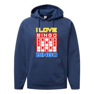 I Love Bingo Gift Lucky Gambling Player Game Gift Performance Fleece Hoodie