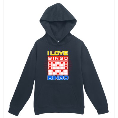 I Love Bingo Gift Lucky Gambling Player Game Gift Urban Pullover Hoodie