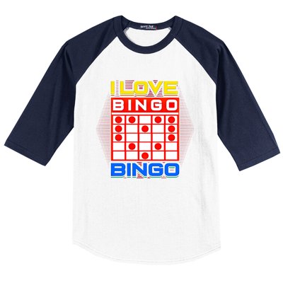 I Love Bingo Gift Lucky Gambling Player Game Gift Baseball Sleeve Shirt