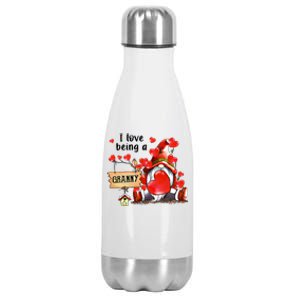 I Love Being A Granny Gnome Granny Heart Valentine's Day Gift Stainless Steel Insulated Water Bottle