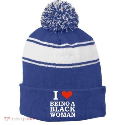 I Love Being A Black Black Is Beautiful Pride Gift Stripe Pom Pom Beanie