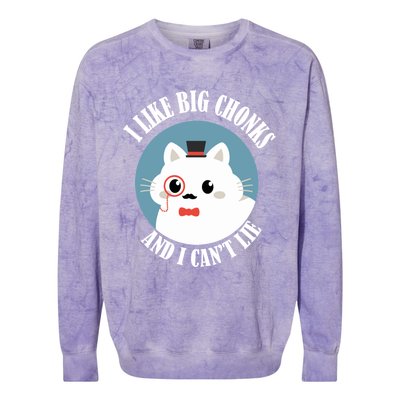 I Like Big Chonks And I CanT Lie Funny Cat Lover Owner Funny Gift Colorblast Crewneck Sweatshirt