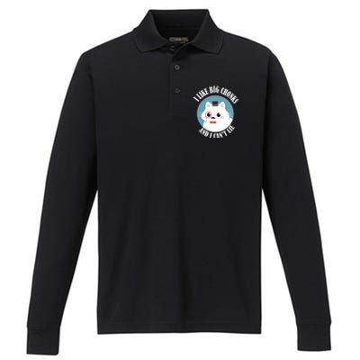 I Like Big Chonks And I CanT Lie Funny Cat Lover Owner Funny Gift Performance Long Sleeve Polo