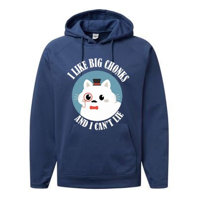 I Like Big Chonks And I CanT Lie Funny Cat Lover Owner Funny Gift Performance Fleece Hoodie