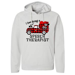 I Love Being A Speech Therapist Flannel Cute Valentine's Day Gift Performance Fleece Hoodie