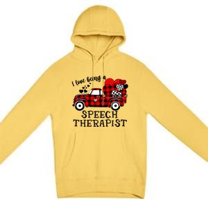 I Love Being A Speech Therapist Flannel Cute Valentine's Day Gift Premium Pullover Hoodie