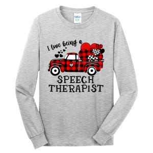 I Love Being A Speech Therapist Flannel Cute Valentine's Day Gift Tall Long Sleeve T-Shirt