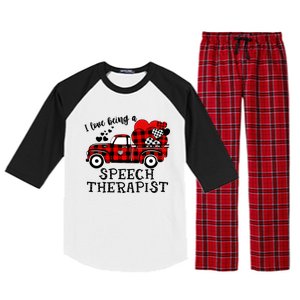 I Love Being A Speech Therapist Flannel Cute Valentine's Day Gift Raglan Sleeve Pajama Set