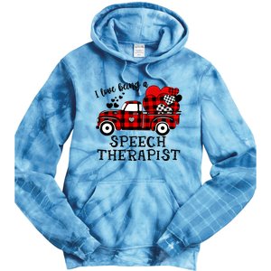 I Love Being A Speech Therapist Flannel Cute Valentine's Day Gift Tie Dye Hoodie