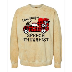 I Love Being A Speech Therapist Flannel Cute Valentine's Day Gift Colorblast Crewneck Sweatshirt