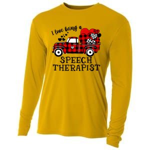 I Love Being A Speech Therapist Flannel Cute Valentine's Day Gift Cooling Performance Long Sleeve Crew