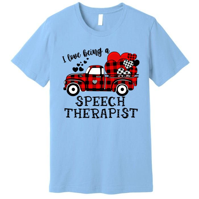 I Love Being A Speech Therapist Flannel Cute Valentine's Day Gift Premium T-Shirt